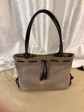 Dooney & Bourke Signature Monogram Canvas Tassel Shoulder Bag